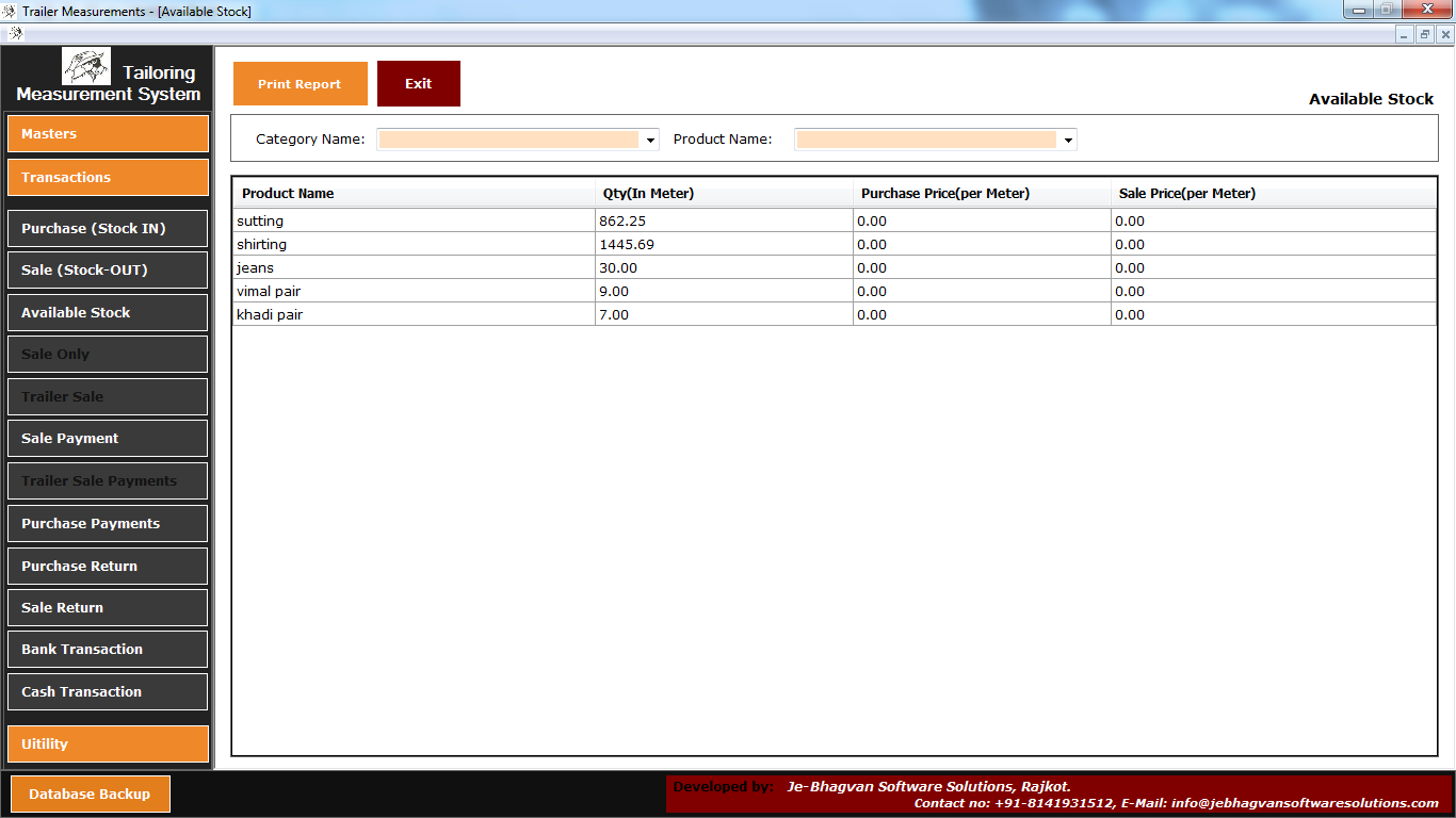 Tailoring Management System Software With Stock